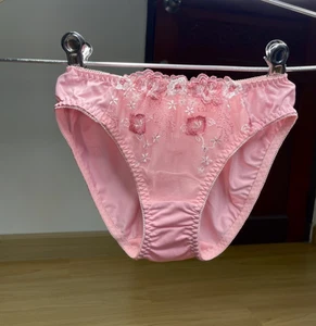 Vintage Lovely Silky Polyester Panty Sissy Briefs Sz.5 Floral Lace Hi Cut Bikini - Picture 1 of 17