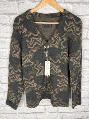 SMARTWOOL x JIBBERISH Men's Charcoal Heather Camo Hudson Sweater Cardigan NWT M - Image 1 of 4