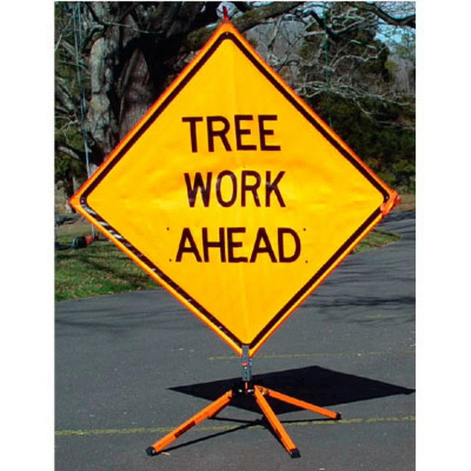 SAFEZONE TREE WORK AHEAD SIGN KIT, COMES WITH STAND, HEAVY DUTY, 36" DIAMETER
