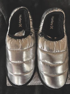 Hurley Metallic Faux Fur Lined Padded Slippers Size L (US 9-10) - Picture 1 of 2