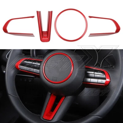 Steering Wheel Buttons Cover Interior Accessories For Mazda CX-30 2020-2025 Red - Image 1 of 4