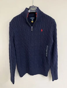 NEW Polo Ralph Lauren Boys Cable-Knit Cotton Quarter-Zip Sweater - Picture 1 of 15