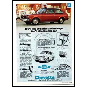 1976 Chevy Chevette Schrägheck Vintage Druck Werbung Milchmann LKW 70er Wandbild Foto - Bild 1 von 1