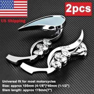 Skull Motorcycle Side Mirrors for Harley-Davidson Sportster 1200 Custom XL1200C - Picture 1 of 5