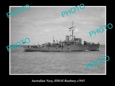 OLD LARGE HISTORIC PHOTO OF AUSTRALIAN NAVY SHIP, HMAS BUNBURY c1945
