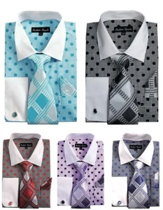 Fortino Landi Men's Fashion Dress Shirt with Tie, Hanky and Cufflinks FL632 - Picture 1 of 11