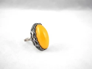MID CENTURY MODERNIST STERLING 925 FILIGRAN BUTTERSCOTCH BERNSTEIN RING GR. 8 - Bild 1 von 7