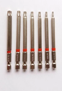 10 Stück Torx Bit 90mm LANG aussuchen T10 T15 T27 T40 10x CR-V 1/4" - Picture 1 of 1