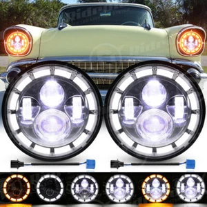 Faros LED de 7"" Hi/Lo Halo DRL para Chevrolet Bel Air 1953 1954 1955 1956 1957 - Imagen 1 de 24