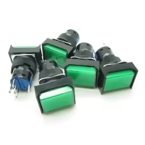 25 × Green 16mm Push Button Switch Momentary Rectangle DC 12V LED Light Bulk Lot - Picture 1 of 8