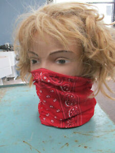 RED PAISLEY 6' Public Safety Face MASK MOTLEY TUBE COVERAGE NECK MOUTH NOSE WORN