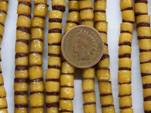 Long Strand Crow / Tile 2 tone Buckskin & Bison African Trade Beads B2 Bin L3 - Picture 1 of 2