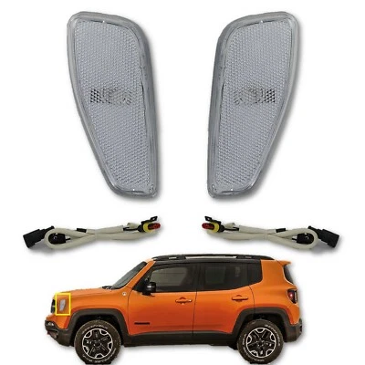 Clear Leaf Plate Side Marker Light Lamp Lens Pair For 2015-2017 Jeep Renegade - Image 1 of 4