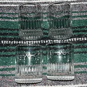 Set Of 4 Crown Royal Diamond Cut 8 oz Whiskey Rock Glasses , New - Picture 1 of 7