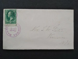 Vermont: Hartford 1879 3c Banknote Cover, Purple CDS & Circled Star to NH - Picture 1 of 2