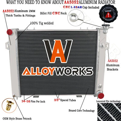 Aluminum Radiator For Jeep Grand Wagoneer Cherokee Limited 5.2L V8 AT 1993-1997 Foto 1 de 4