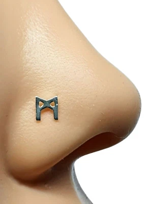 Rune Nose Stud Mannaz Viking 22 g (0,6 mm) argento sterling 925 L pieghevole ... - Immagine 1 di 4