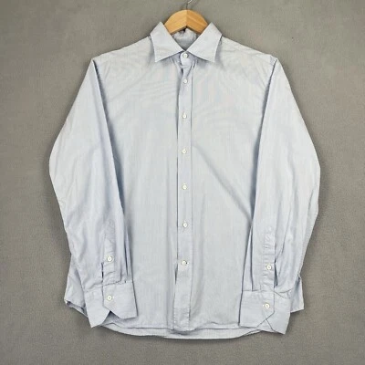 Camisa Grifoni Hombres 16.5 42 Azul Vestido Negocios Abotonados Trabajo Ciudad Italia Diseñador Foto 1 de 4