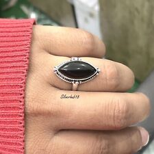Black Onyx Gemstone 925 Sterling Silver Band Ring Handmade Statement Jewelry JC4