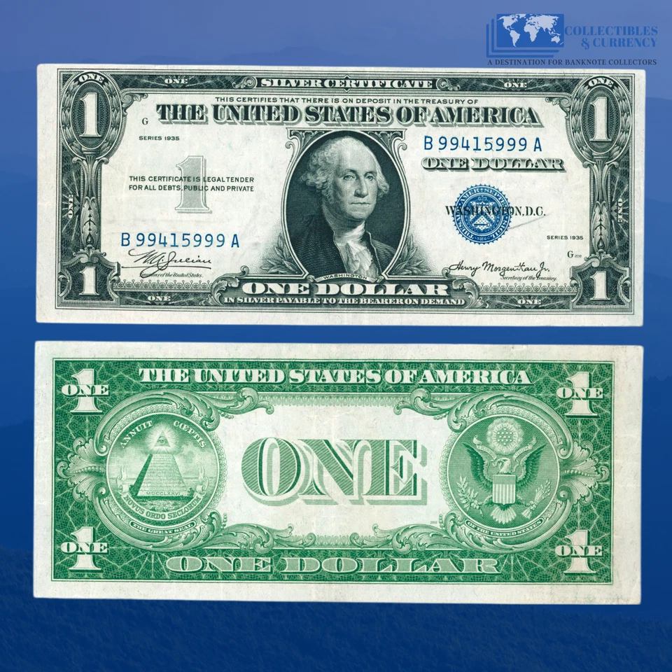 1935 Plain Double Date $1 Silver Certificate, High Serial Numbers, VF++ #15999 - Image 1 of 1