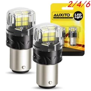 2/4 AUXITO 1157 LED Tail Brake Stop Parking Reverse Turn Signal Light Bulb White - Picture 1 of 20