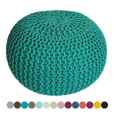 Edel Sitzpuff Sitzpouf Sitzhocker Bodenkissen Ottomane 55cm Grün Baumwolle - Bild 1 von 3