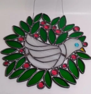 Vintage Stain Glass Wreath With Peace Dove 12" In Diameter - Picture 1 of 5