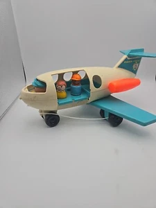 Vintage Fisher Price Little People Airplane Jet 70-72 With Pilot & 2 People - Picture 1 of 10