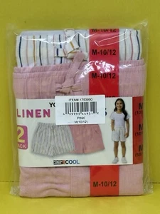 32 Degrees Youth 2-Pack Linen Shorts Pink Girls Size Medium = 10/12 - Picture 1 of 2