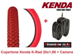 1 Copertone KENDA 20x1,95 K-RAD Rosso + 1 Camera d'aria per Bici 20" PIEGHEVOL. - Foto 1 di 1