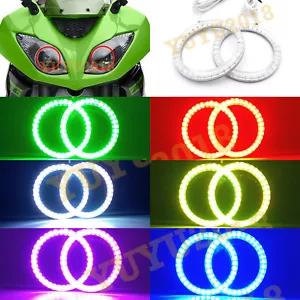 RGB halo ring for kawasaki ZX6R ZX636 07-12 headlight angel eye DRL lamp Flash - Picture 1 of 12