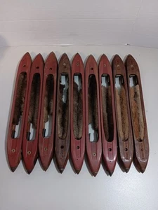 (9) Vintage Navette per barca con telaio in legno intrecciato con punte in metallo 16" tessuto vintage - Foto 1 di 4