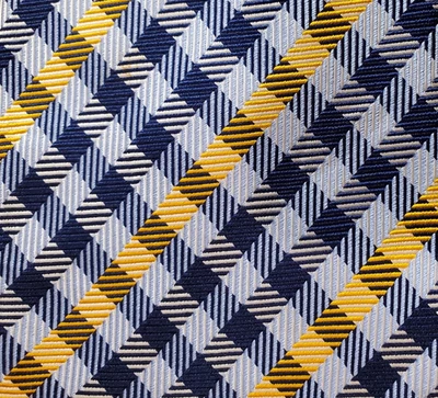 TURNBULL & ASSER ~ CORBATA DE VESTIR DE SEDA PARA HOMBRE ~ AZUL Y AMARILLO ~ CUADROS ~ 58" Foto 1 de 4
