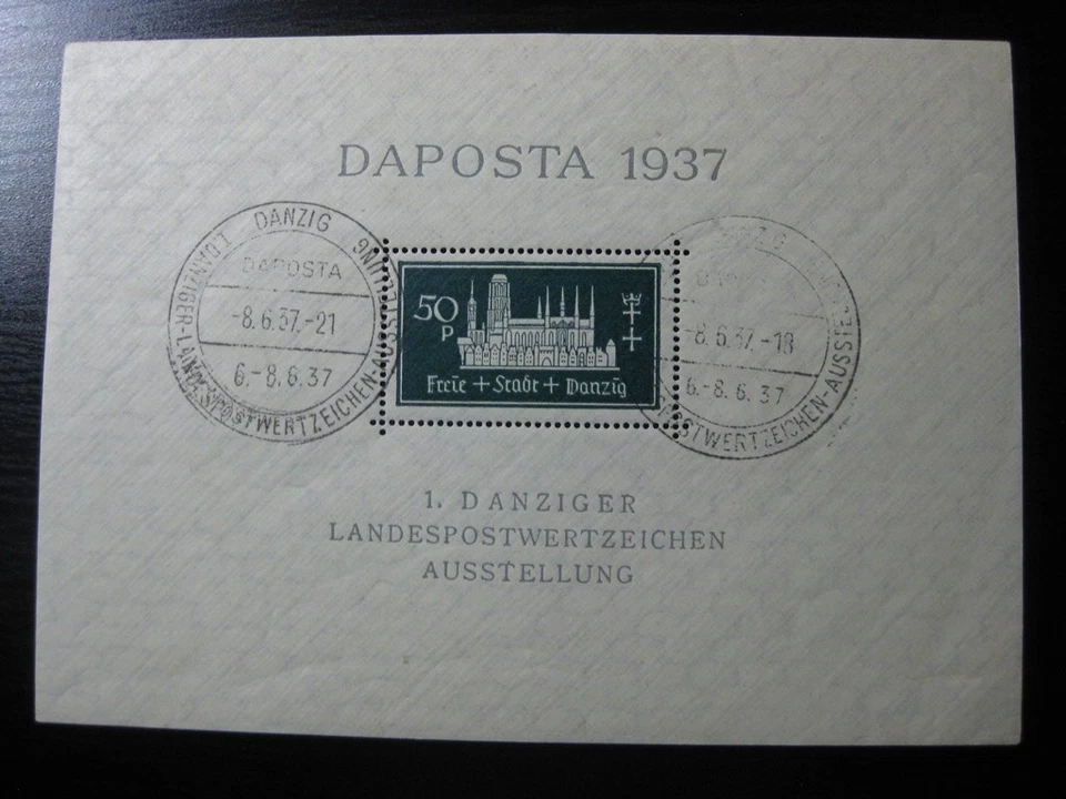 DANSK GDANSK Mi. #Bloque 1 PF I ¡Hoja de estampillas escasas usadas! CV $90,00 Foto 1 de 1