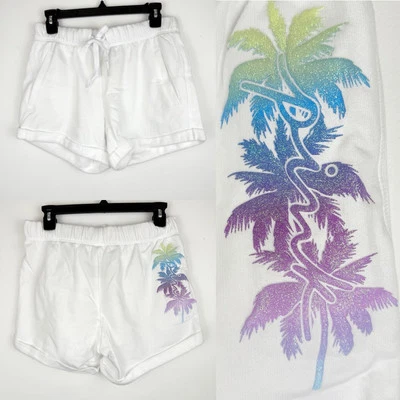Victoria's Secret Pink Boyfriend Relaxed Fit Short Womens Small White Shine Palm - Image 1 of 4