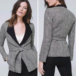 New White House Black Market Jacket 8 Belted Tweed Metallic Blazer Dark Academia - Picture 1 of 14
