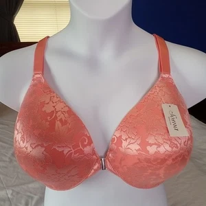 Soma NWT Vanishing Back Full Coverage Front Close Bra 42D Coral Lace 111601 $60 - Picture 1 of 7
