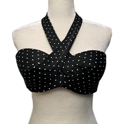 Coco Reef Swim Bikini Top Womens 36/38 C Black White Polka Dot Padded Underwire - Image 1 of 4