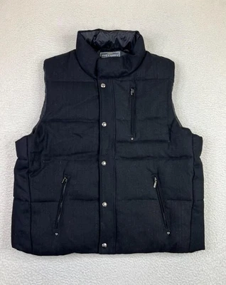 Chaleco Steve & Barry's para Hombres 2XL Negro Mezcla de Lana Puffer Bolsillos Frontales a Presión con Cremallera Foto 1 de 4