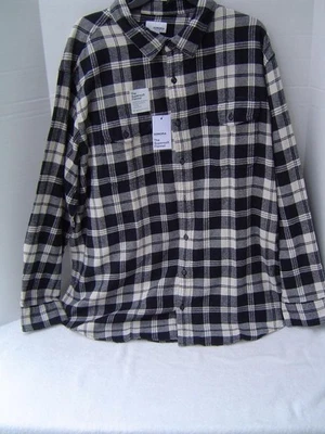 NUEVA CAMISA DE MANGA LARGA DE FRANELA NEGRA Y CREMA SONOMA BIG&TALL PARA HOMBRE 1XB Foto 1 de 4