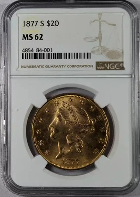 Cabeza Liberty Eagles Double Eagles 1877 NGC MS-62 Foto 1 de 4