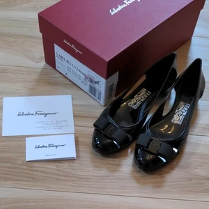 Salvatore Ferragamo Vara Jelly Flats 3cm/1.18in Heel Black PVC Shoes 24.5cm US7 - Picture 1 of 5