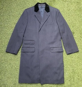 Abrigo encubierto Charles Tyrwhitt azul pura lana cuello terciopelo Reino Unido 40 casi como nuevo - Imagen 1 de 9