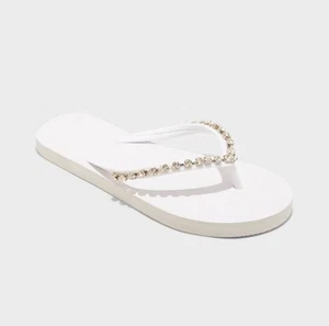 Women's Mary Flip Flop Sandals White - Shade & Shore - SIZE 5 - Picture 1 of 4