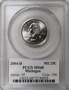 2004-D 25C PCGS MS68 - Clad Michigan Quarter - Picture 1 of 2