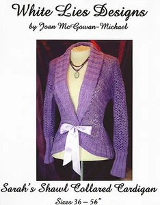 Cardigan donna White Lies Designs modello maglia scialle di Sarah con colletto 36-56" - Foto 1 di 2