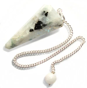 Rainbow Moonstone Radiesthesia Point Crystal Healing Gemstone Dowsing Pendulum - Picture 1 of 5