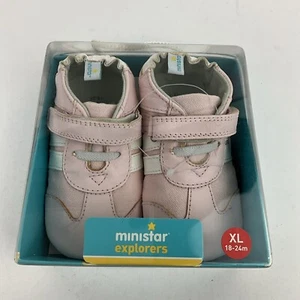 Ministar Explorers By Bobux Girls Infant Leather Shoes Pink XL 18-24 Months NIB - Picture 1 of 4