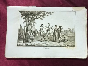 1830 TANZ UREINWOHNER AMERIKA'S -Tanzen-Leben-Gemeinschaftsleben-Volk-Original - Picture 1 of 2