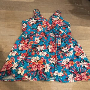 LANDS END ABITO DA BAGNO DONNA BLU FLOREALE 3X 24W-26W - Foto 1 di 13